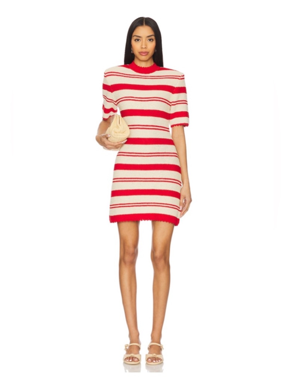AKNVAS Aidan Two-Tone Knit Dress “Anemone” – Red/Cream Stripe | Size M